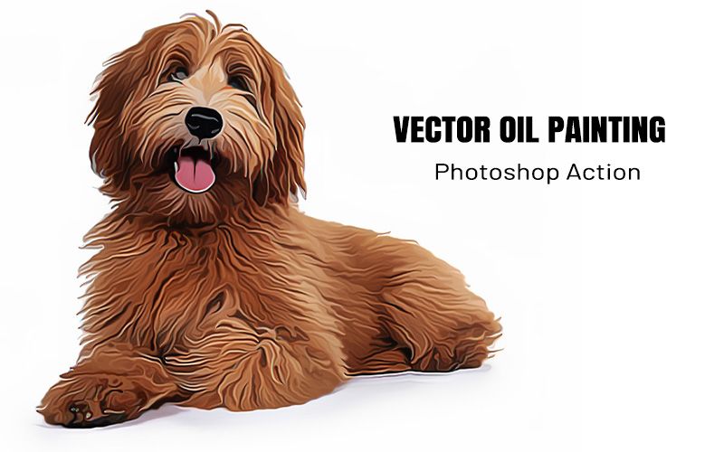 Vector oil painting Photoshop applied to an image of a dog