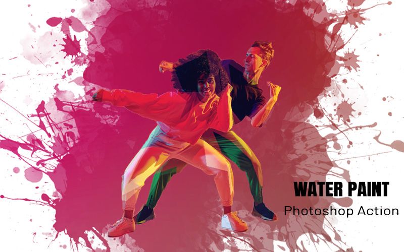 Water paint photoshop action applied to an image of two women dancing