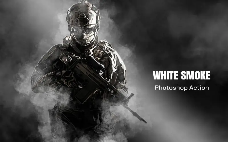White smoke PS action applied to an image of a soldier