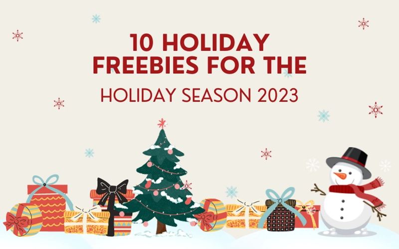 Christmas themed addons on white background in featured image for blog - 10 Holiday freebies for the holiday season