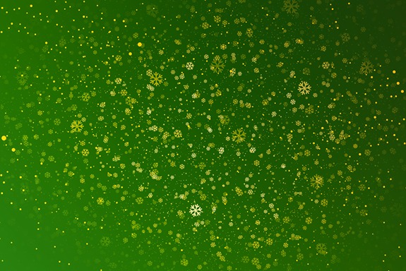 Green Background with a shower of little snowflakes