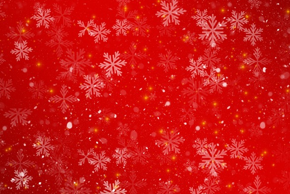 Crimson Red Christmas Background with snow flakes