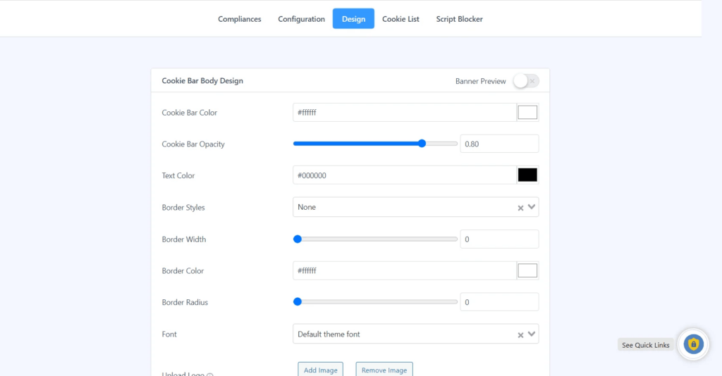 Design feature of WP cookie consent plugin