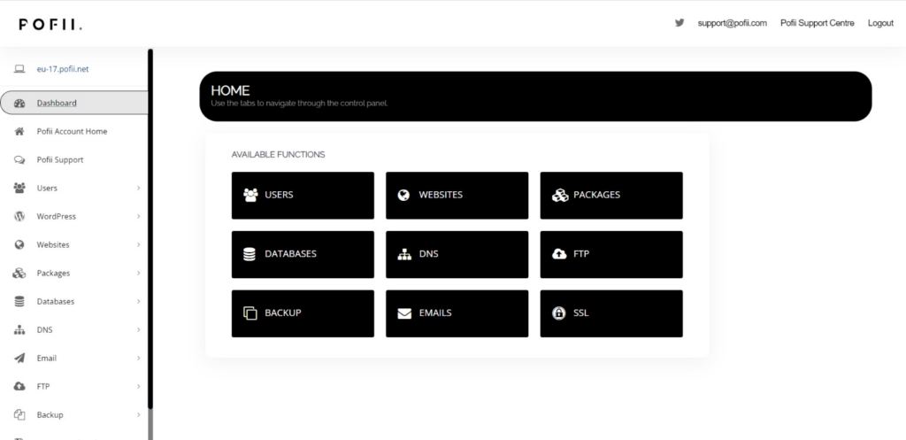 Supersonic secure web hosting - web hosting platform dashboard preview
