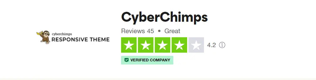 Trust Pilot rating of cyber chimps displaying 4 stars and 45 reviews