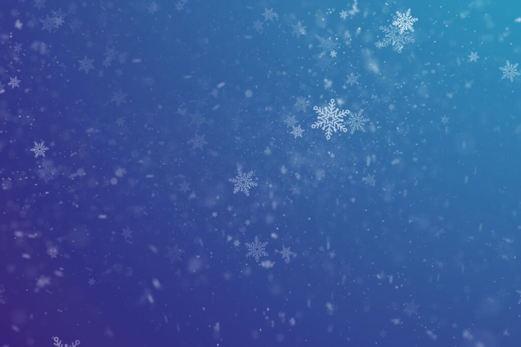 Dark blue colored winter background with snow flakes effects
