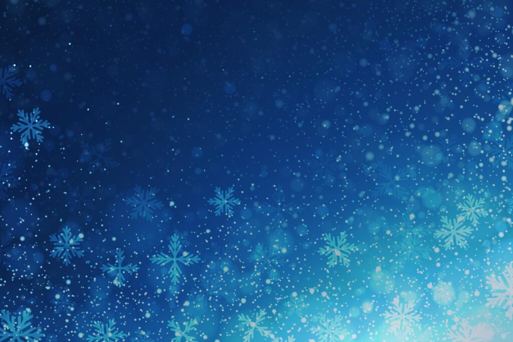 Dark blue background with snow flake effects