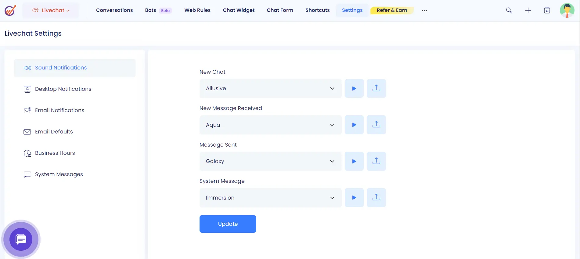 Livechat Settings