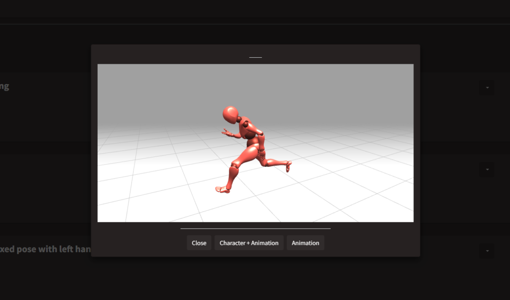 Preview of text to 3D pose feature.