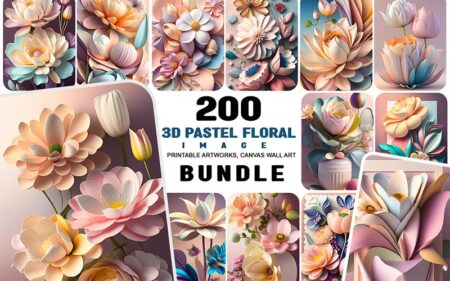 Feature image of 3D pastel floral image bundle