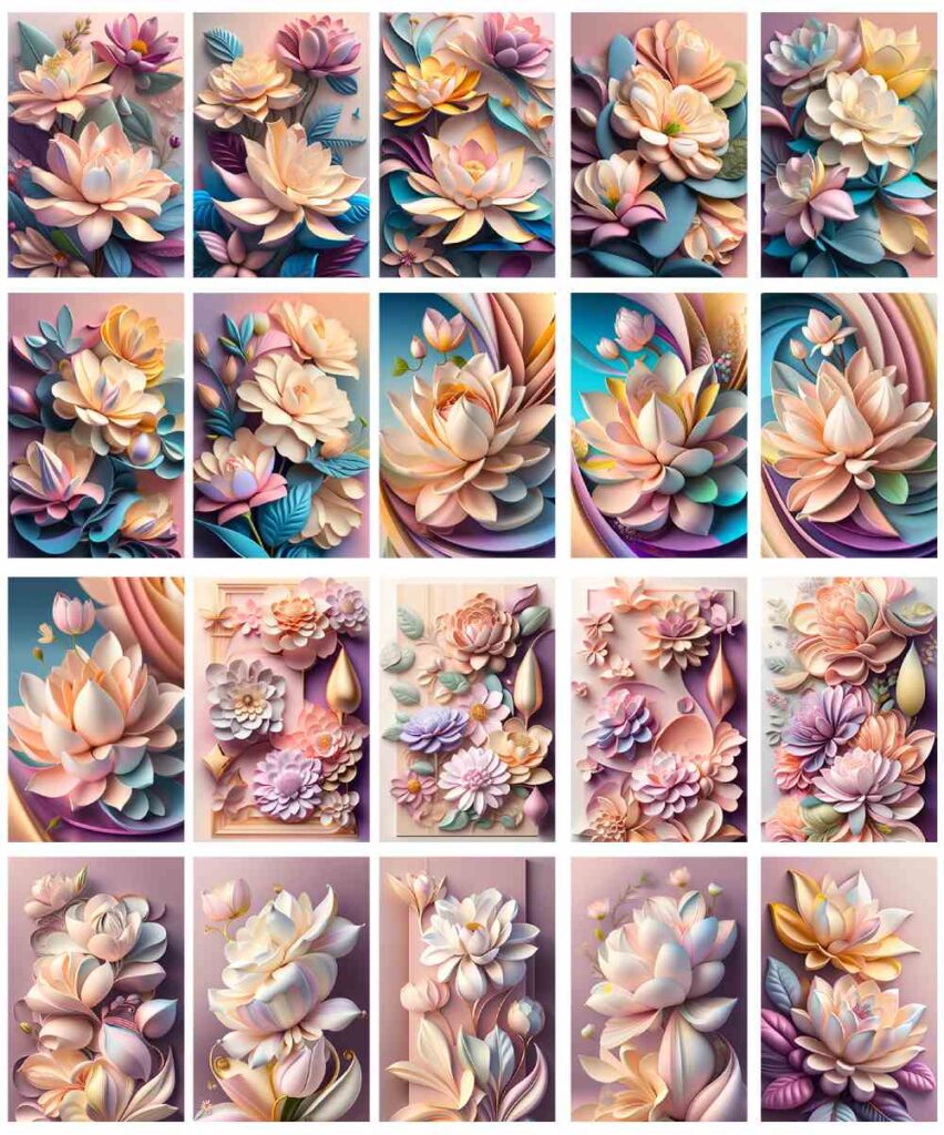Captivating floral canvas wall art bundle featuring a stunning collection of printable artworks, perfect for adding an elegant touch to your living space or creative projects - 3d wallpaper of flowers