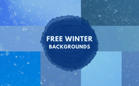 Collage of snowy winter backgrounds featured in the winter backgrounds freebie