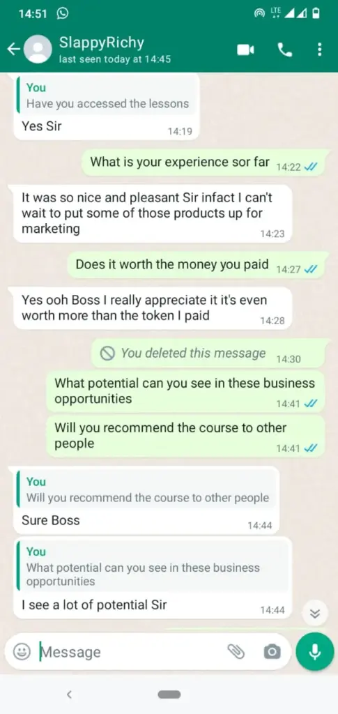 Testimonial Screenshots of customer reviews