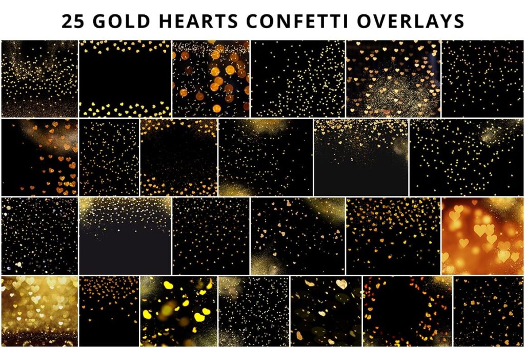 Collage of Gold Confetti Overlays