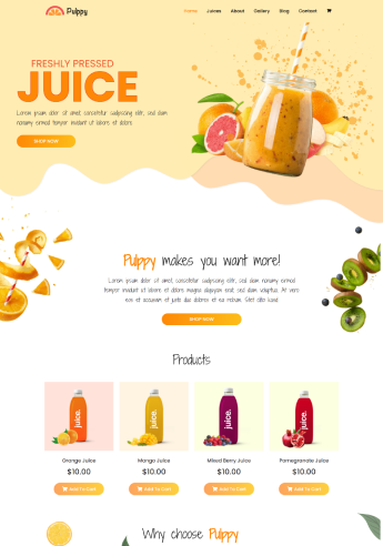 Juice shop landing page in responsive starter templates
