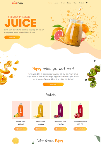 Juice shop landing page in responsive starter template