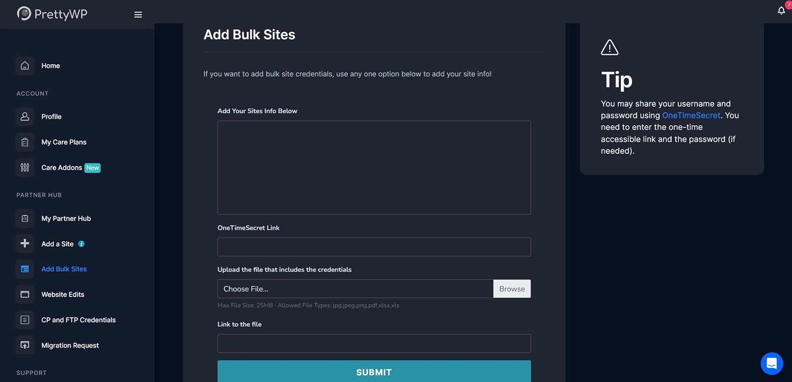 Add Bulk Sites