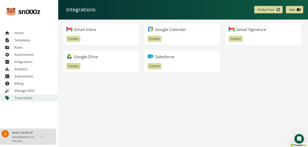 Integration feature of Snoooz AI - Out of Office Assistant