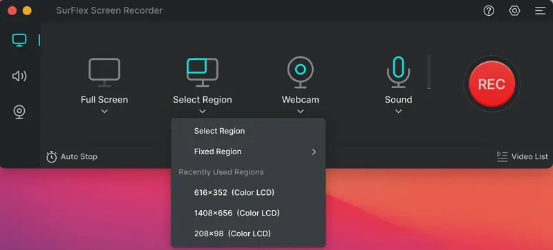 <b>SurFlex Screen Recorder UI</b>