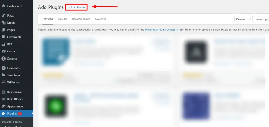 WordPress upload plugin function