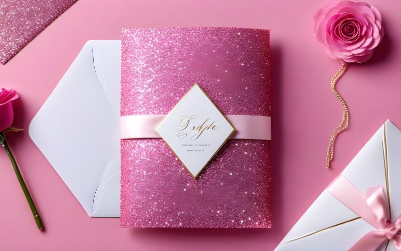 Pink glitter backgrounds use to create e-invitation