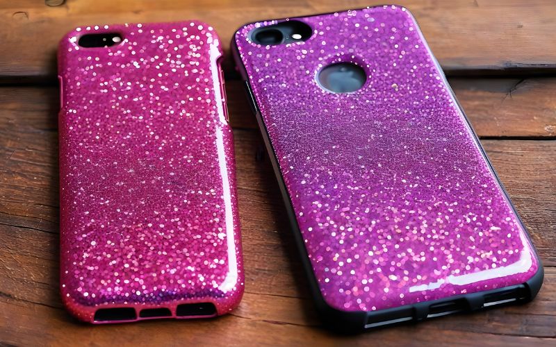 Pink glitter backgrounds used to make phone cases