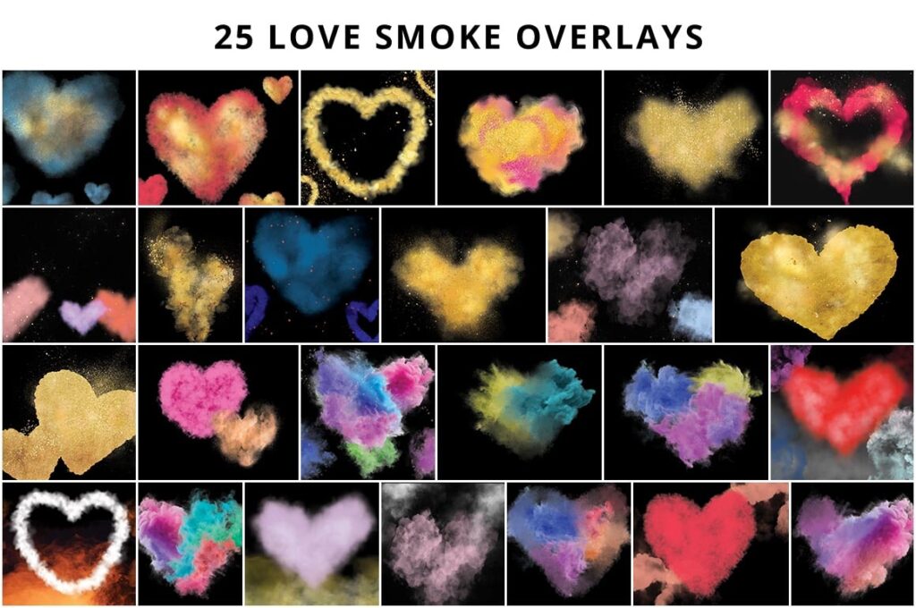 Collage of Love Smoke Overlays