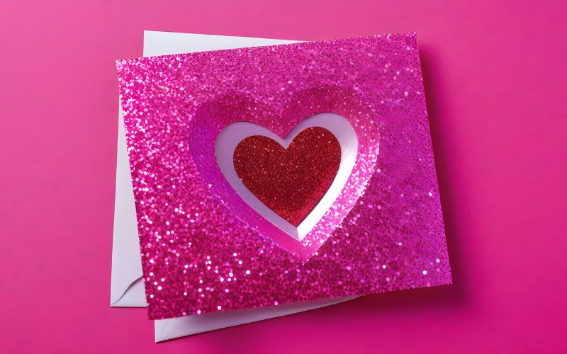 valentine's card using pink glitter backgrounds