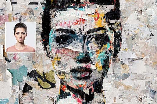 picture of a woman edited to look like modern art