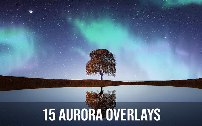 Aurora overlay from the mega photo overlays bundle applied on a nightscape