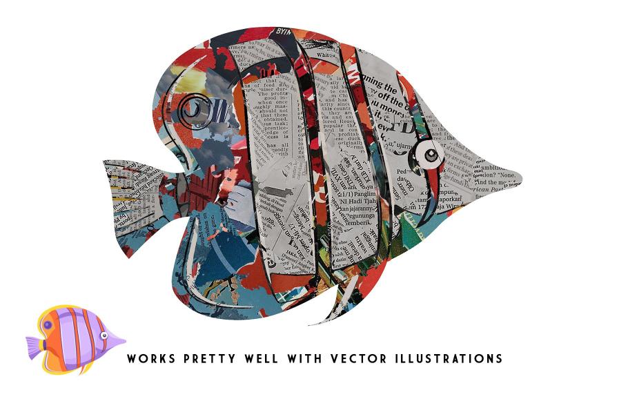 a vector of a fish with paper effect
