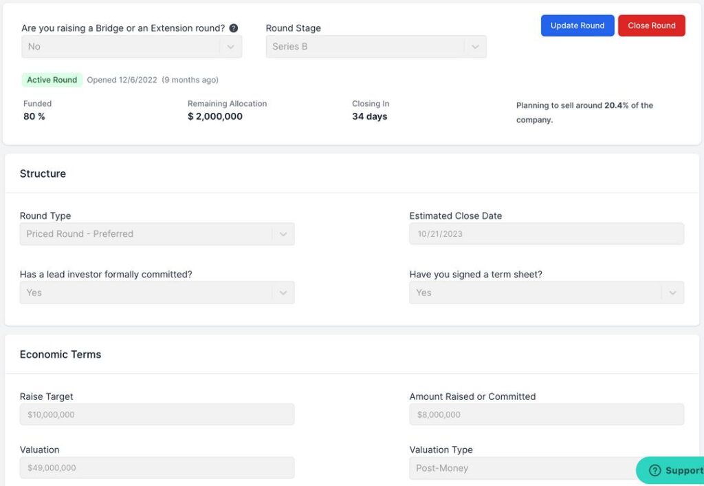 Flowlie Fund Raising Software Plan Your Round UI