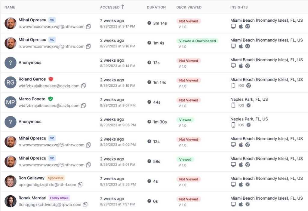Flowlie Fundraising Tool Investor Engagement Interface