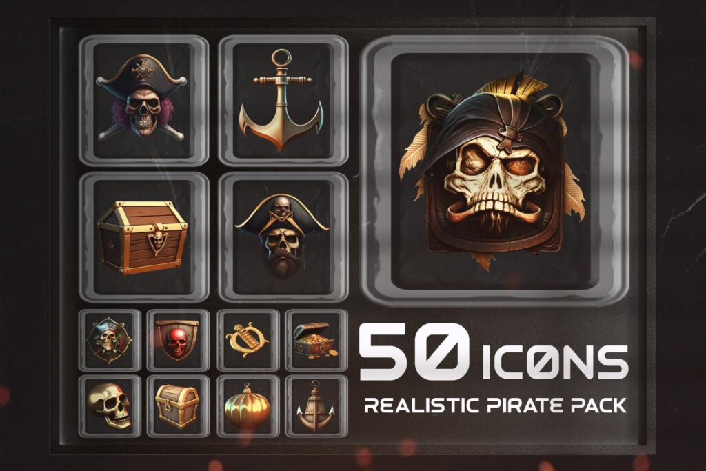 Realistic pirate icons