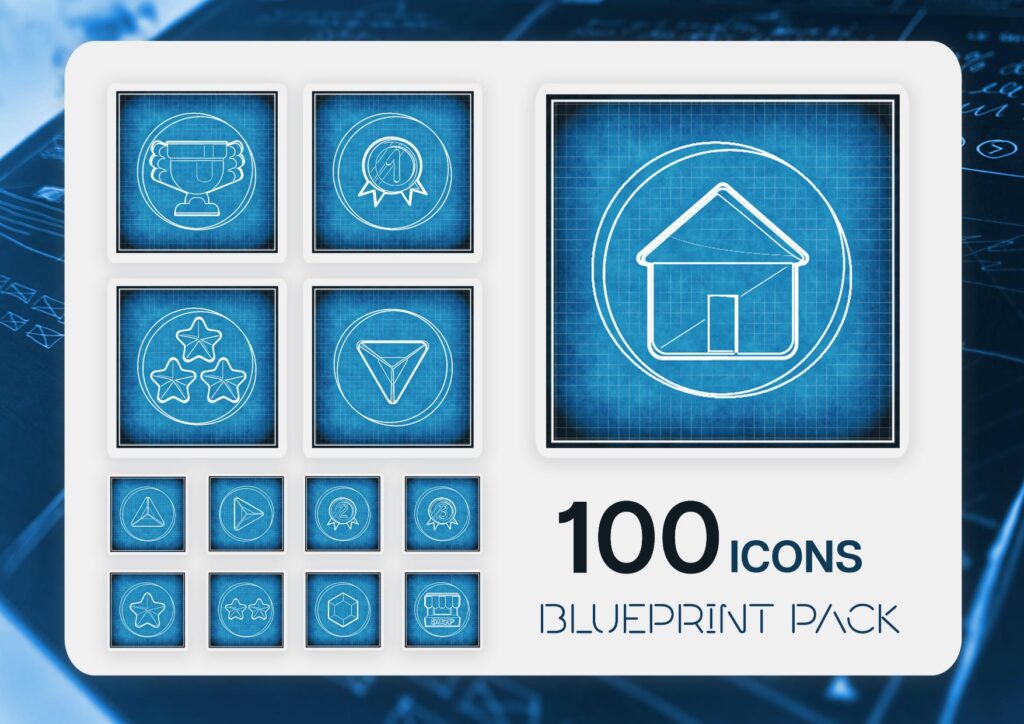 Blueprint icons in the game dev icons bundle