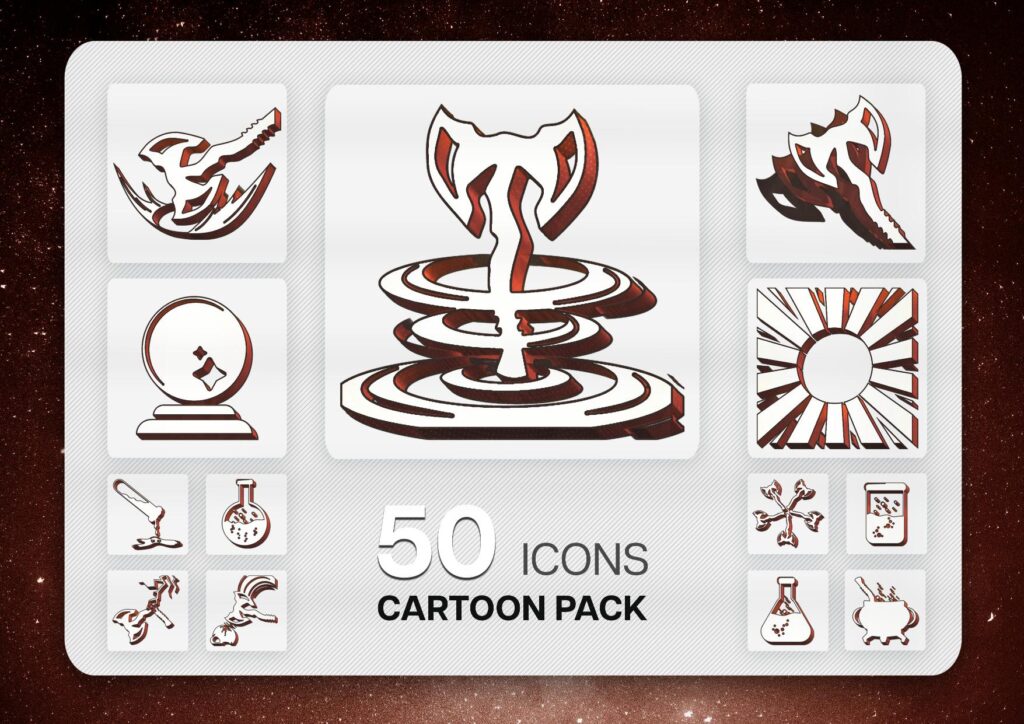 Cartoon icons in Game dev icons bundle