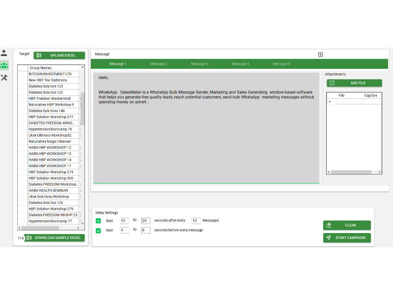 Group Sender User interface of WhatsApp SalesMaker - WhatsApp Message Sender