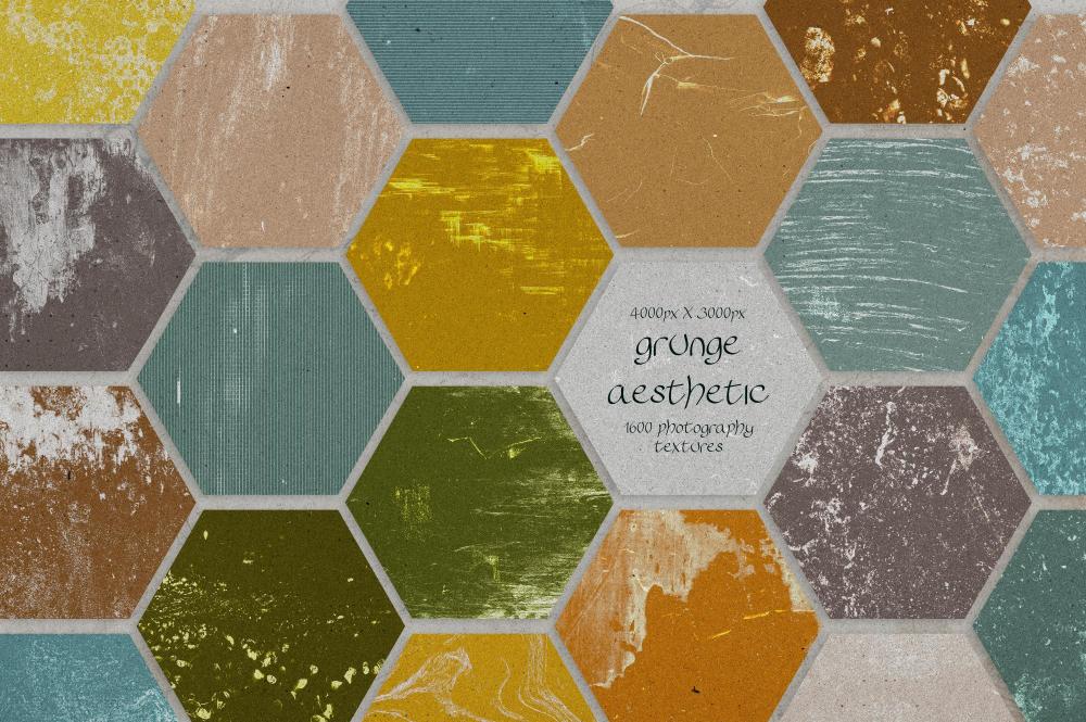 Collage of grunge textures from grunge overlays bundle