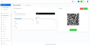 QR code builder user interface in profile engineer - portfolio website builder