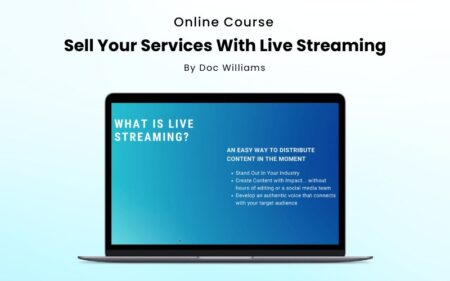 Online course "Sell Your Services with Live streaming" feature Image.