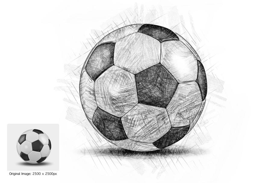 football with pencil sketch effect