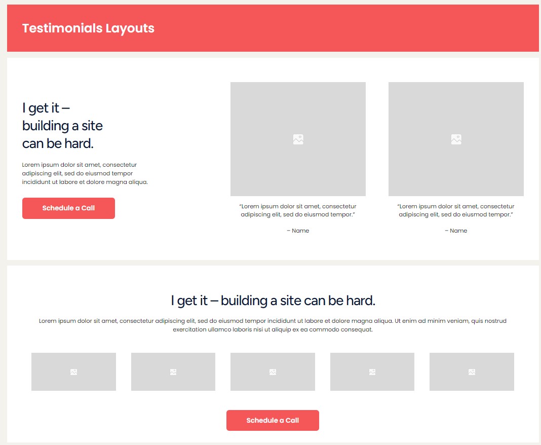Editable UI templates For Carrd testimonials Layout