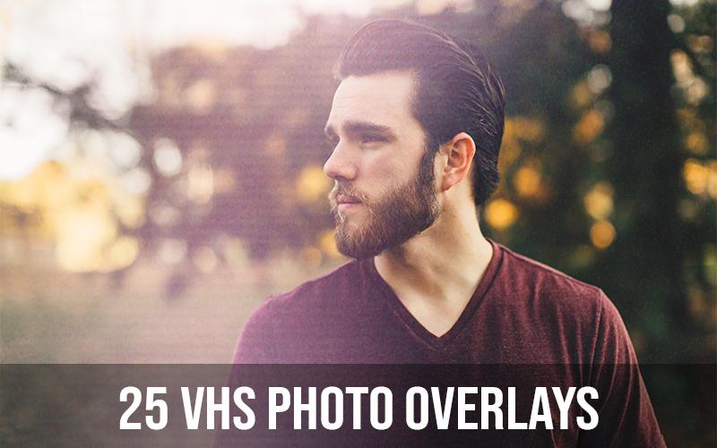 Portrait of a man with VHS overlays from the mega photo overlays bundle