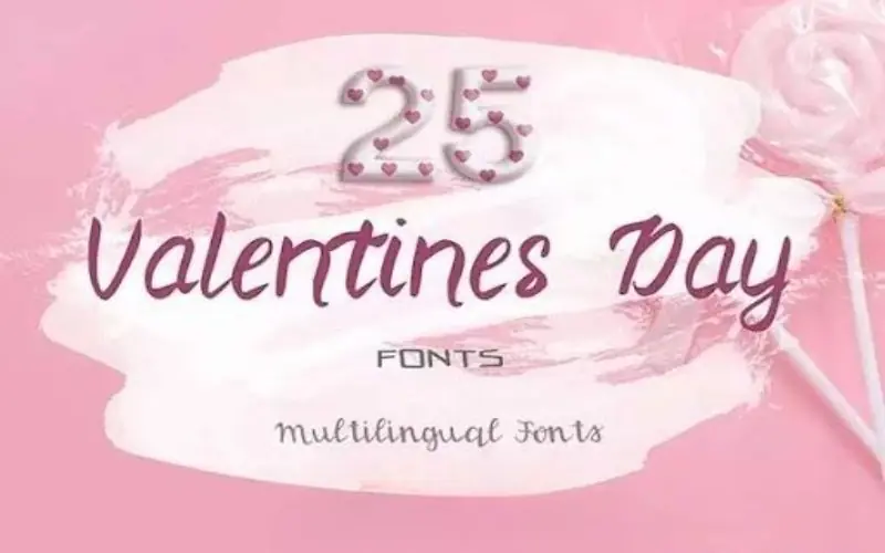 25 Valentine Multilingual Fonts Bundle