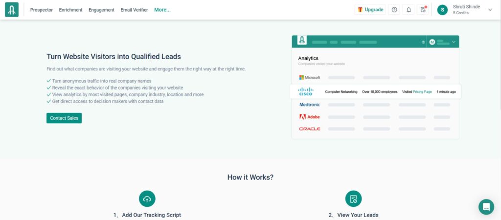 Preview of Visitor Tool of AroundDeal - B2B Sales Intelligence Platform