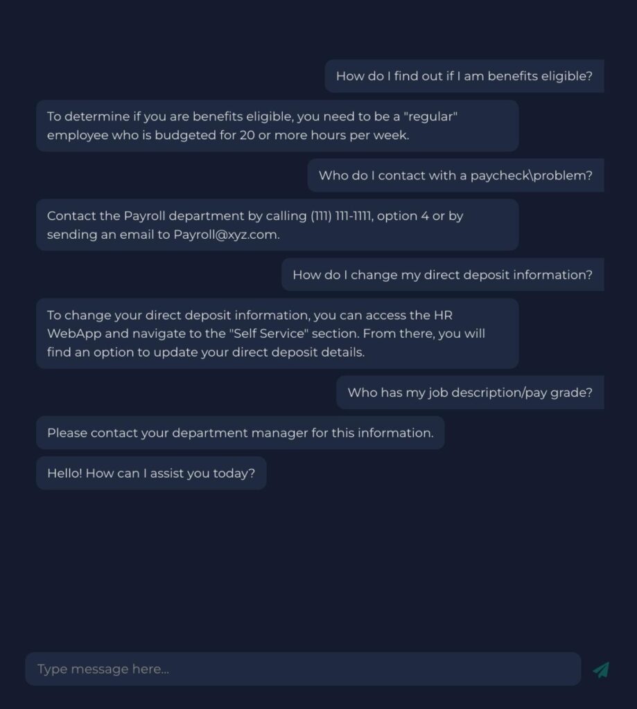 Custom Chatbot - human resources onboarding software for small business