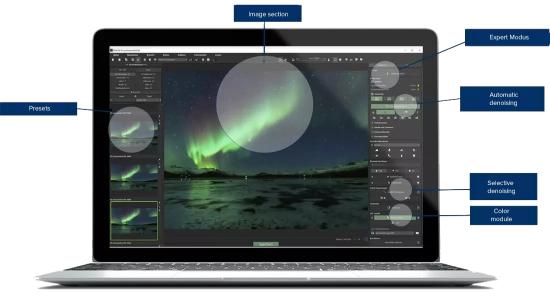 Denoise Pro photo editing software user interface