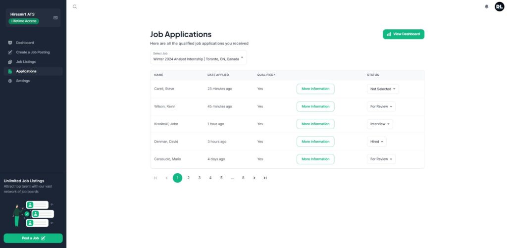 Applicant Tracking System Interface
