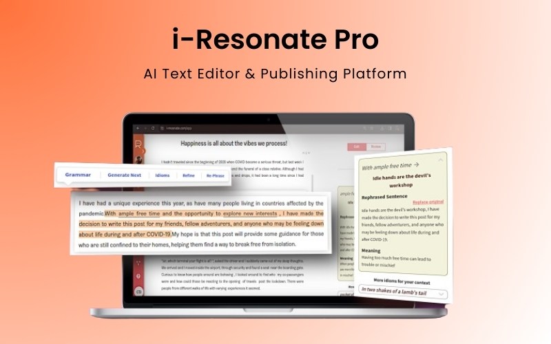 i-Resonate Pro – AI Text Editor & Publishing Platform | Annual Access