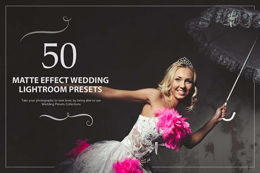 Matt effect lightroom presets feature image showcasing a woman in her wedding dress with flowers